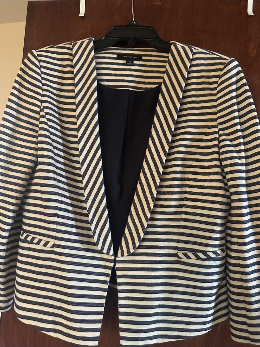 Ann Taylor Navy and White Striped Jacket